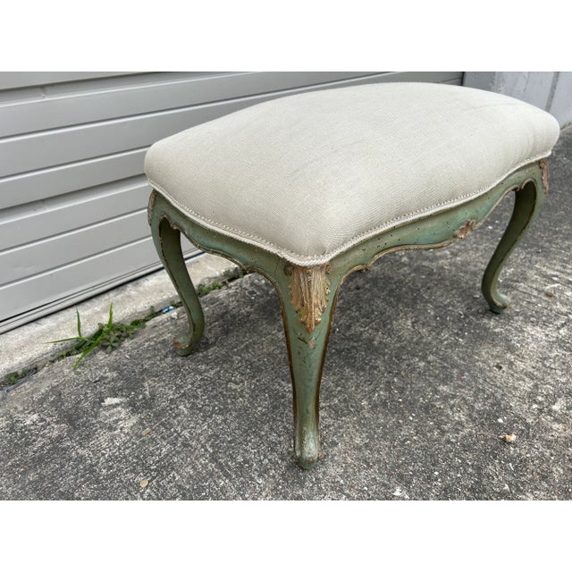 Wood Italian Louis XV Style Painted and Gilt Bench For Sale - Image 7 of 10