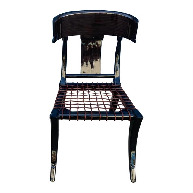Stunning set of Mid century modern Klismos dining chairs with Zembrano finish. The chairs are in like condition. The...