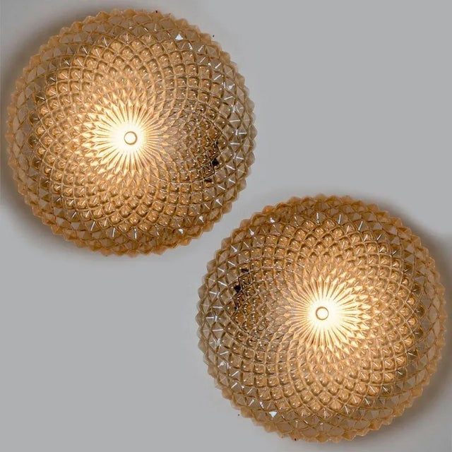 1960s Amber Glass Flush Mount or Wall Light, Germany, 1960s For Sale - Image 5 of 13