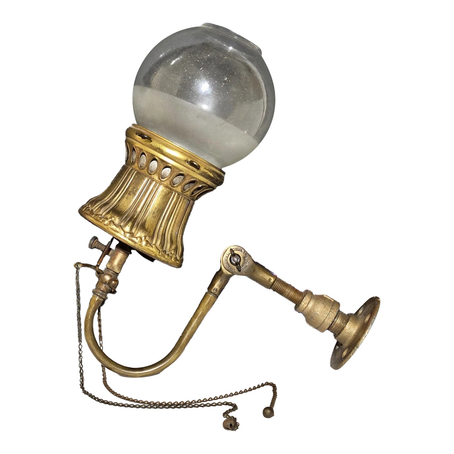 Antique Gilt Bronze Welsbach Gas Light/ Lamp Fixture/ Sconce& Oc White ...