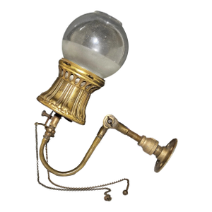 Antique Gilt Bronze Welsbach Gas Light/ Lamp Fixture/ Sconce& Oc White Bracket