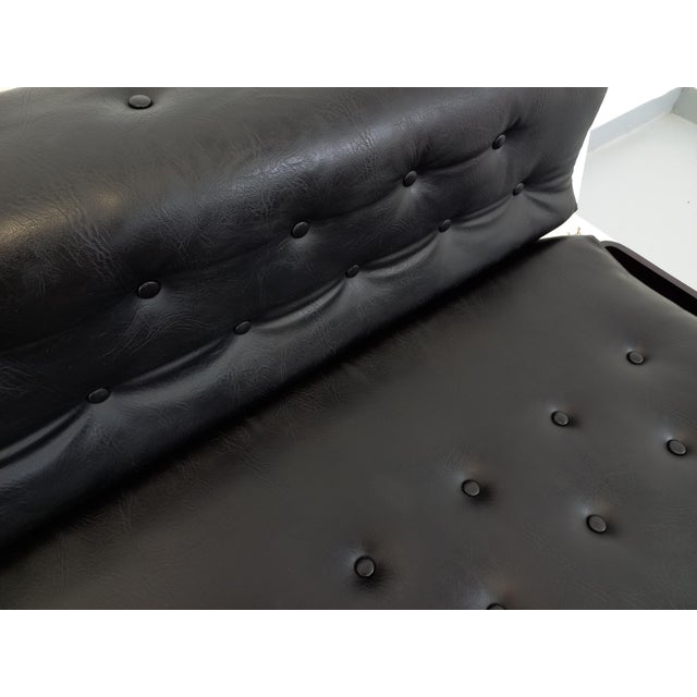 Black Vintage Italian Sofa Bed with Integrated Lighting in Skai, Fiberglass and Rosewood by Beka Tortuga, 1970s For Sale - Image 8 of 18