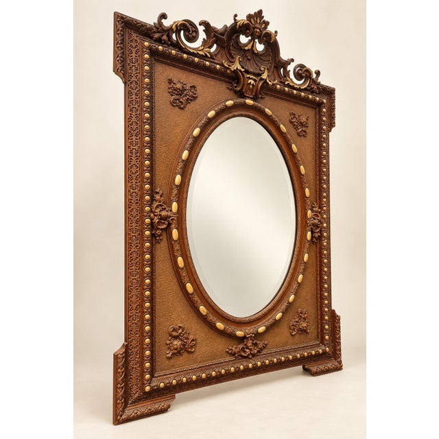 Large 19th Century Napoleon III Trumeau Mirror in Giltwood and Beveled Glass For Sale - Image 4 of 10