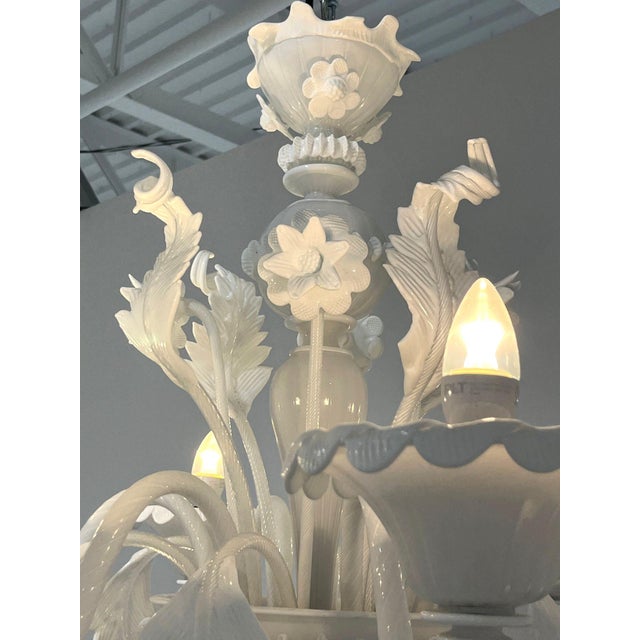 La Murrina was well known for their Murano Glass creations and this beautiful 6-light chandelier was made in milk white...