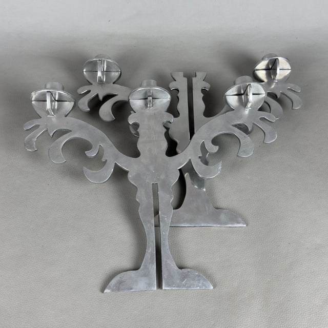 Silver Five-Light Chrome and Metal Candlestick, 1970s For Sale - Image 8 of 11