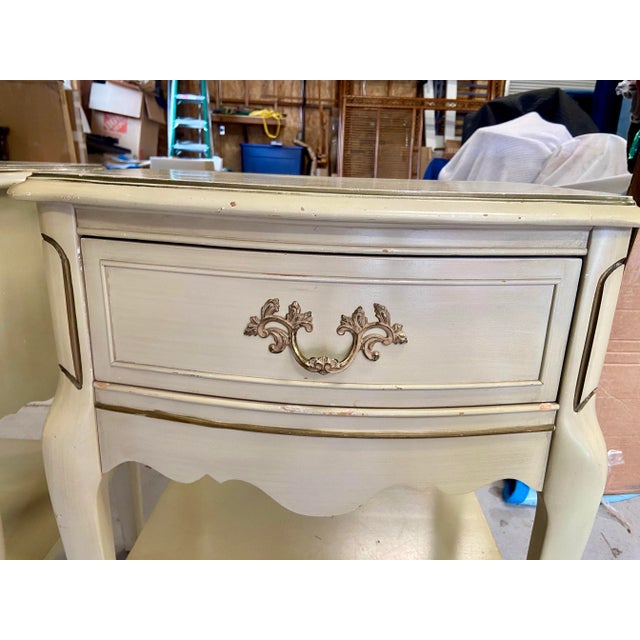 Wood Pair of Vintage French Provincial Nightstands by Bassett – Marseille Collection, Circa 1980’s For Sale - Image 7 of 12