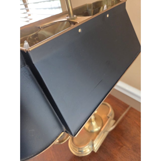 Late 20th Century Frederick Cooper Brass Bouillotte Lamp & Black Tole Shade For Sale - Image 13 of 15