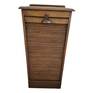 Antique Oak Tambour Music Filing Cabinet For Sale