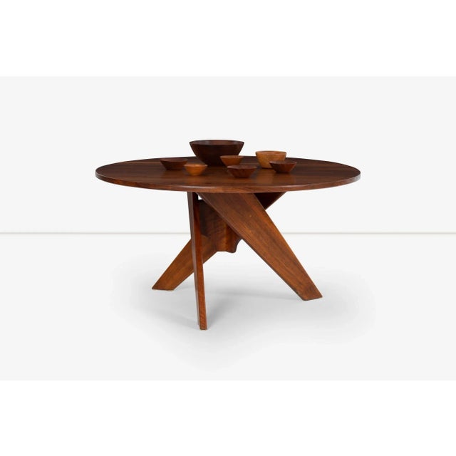 Wood Arthur Espent Carpenter Three Leg Table Walnut Dining Table 1960 For Sale - Image 7 of 12