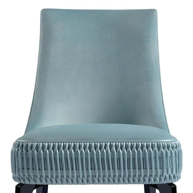 Flame bar chair by memoir essence dimensions: d 60 x w 55 x h 95 cm. Materials: velvet tt, satin stn and lacquer.