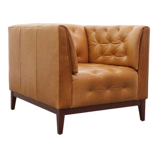 Modern Tufted Leather Chair For Sale