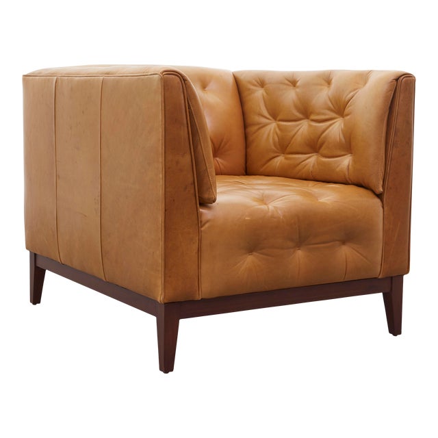 Modern Tufted Leather Chair For Sale