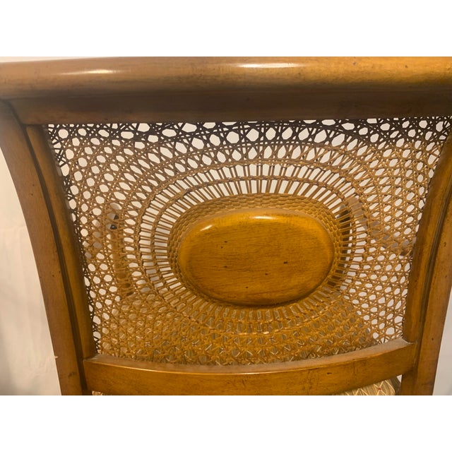 Pair of Early 20th Century Hand Painted Regency Sheraton Revival Spider Cane Armchairs For Sale In Los Angeles - Image 6 of 10