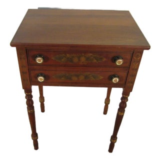 Hitchcock Solid Maple Paint Decorated Nightstand For Sale