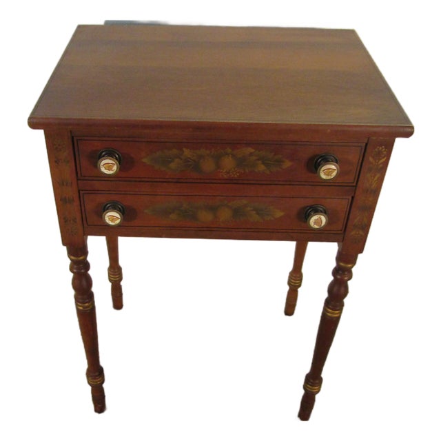 Hitchcock Solid Maple Paint Decorated Nightstand For Sale
