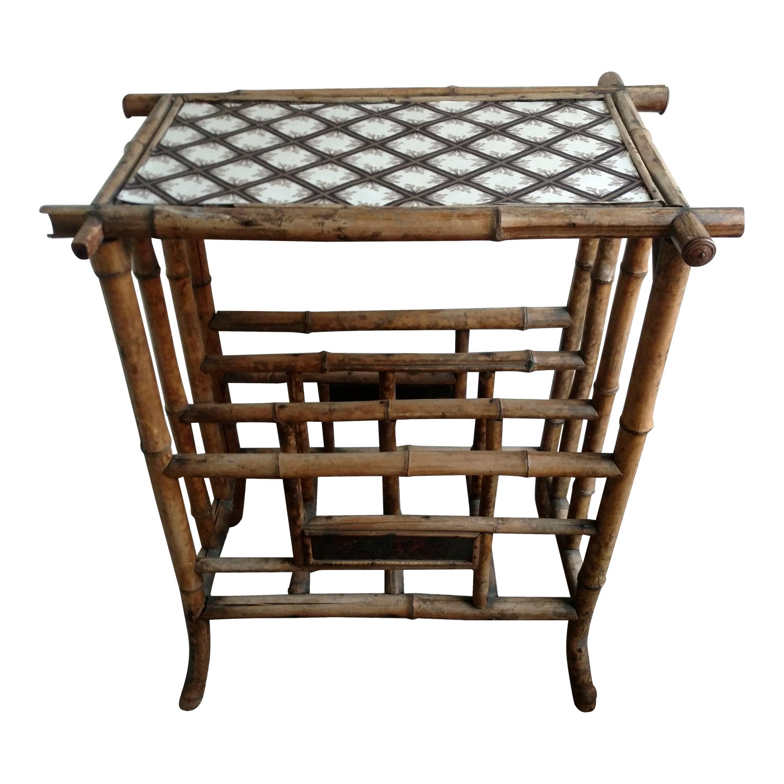 Victorian Tortoise Bamboo, Japanned Magazine Rack Chinoiserie | Chairish