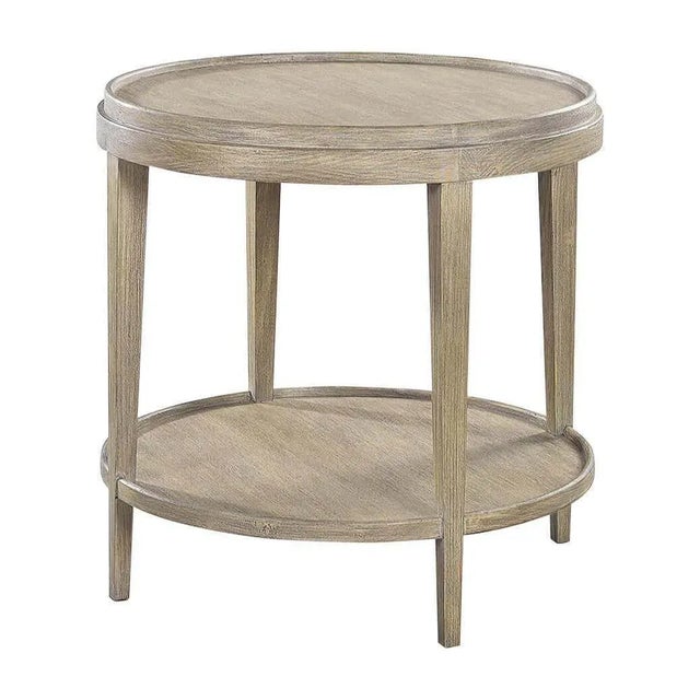Wood Small Classic Round End Table - Greyed For Sale - Image 7 of 7
