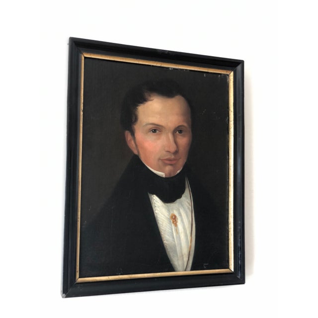 Antique Original Oil Painting of a Dutch Gentleman, 19th Century Portrait For Sale - Image 9 of 11