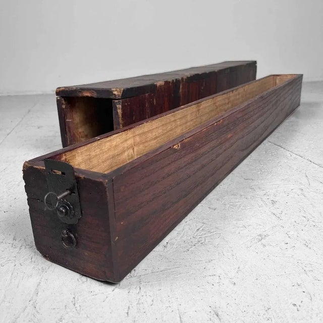 Antique Japanese Wooden Scroll Box, 1890s For Sale - Image 3 of 10