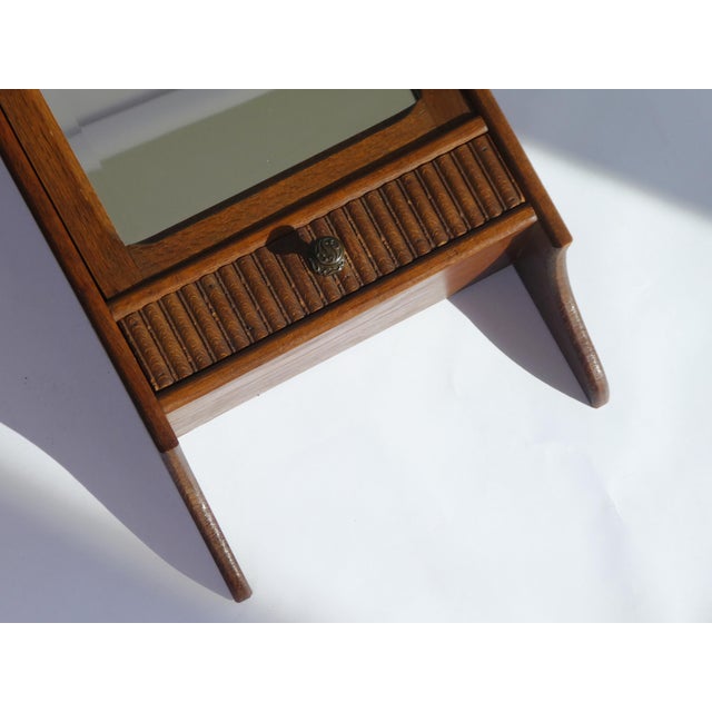 Small Antique Art Deco Wooden Wall Cabinet with Beveled Mirror, 1920s For Sale - Image 6 of 11