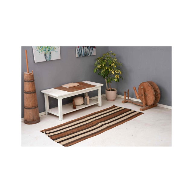 Brown Striped Vintage Kilim Runner - 2`7″ X 6`3″ Ft. For Sale In Los Angeles - Image 6 of 6