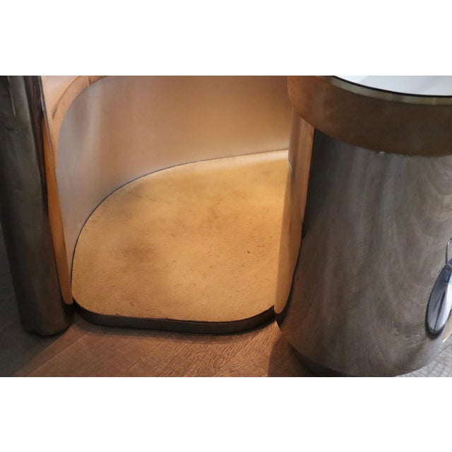 Vintage Hollywood Regency Suede and Chrome Dry Bar with Barstools, Italy, 1969, Set of 4 For Sale - Image 10 of 12