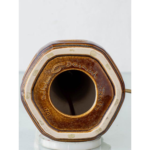 1960s Scandinavian Modern Glazed Stoneware Table Lamp with New Danish Shade from Søholm, 1960s For Sale - Image 5 of 18