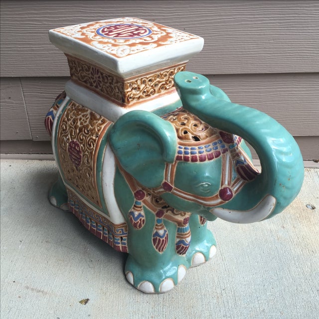 Chinoiserie Elephant Garden Stool | Chairish