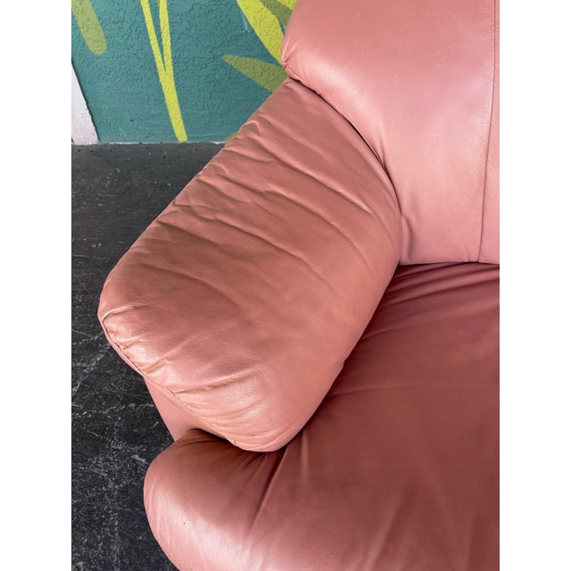 Pink Postmod Pink Leather Loveseat W/ Otto For Sale - Image 8 of 18