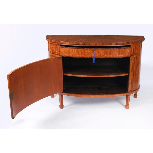 Antique English Sheraton Revival Satinwood and Marquetry Cabinet, 1900 For Sale - Image 14 of 18