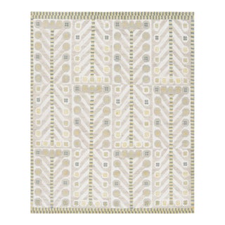 Rug & Kilim’s Scandinavian Style Rug in Off-White and Beige Geometric Patterns - 10x14 For Sale