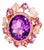 Late 20th Century 14K Pink Gold Amethyst Quartz and Diamond Ring, Size 6.5 For Sale