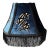 Designer Regal Sapphire Blue Velvet Zebra Lampshade With Rayon Fringe Trim For Sale
