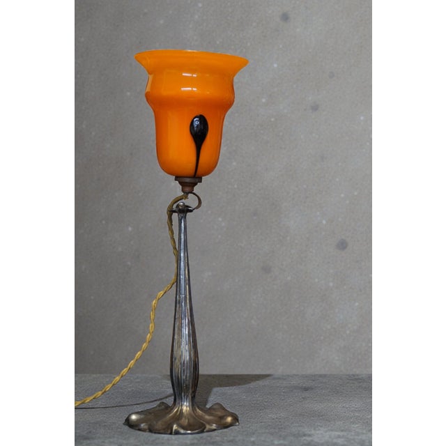 Art Nouveau Table Lamp by Paul Follot with Inscription by Jean Faure and Glass Shade from Loetz, 1905 For Sale - Image 3 of 10