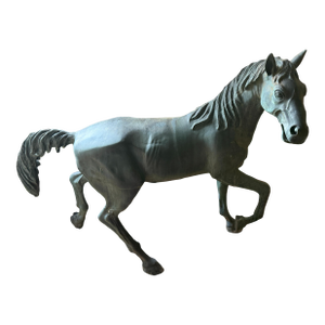 Late 20th Century Italian Style Bronze Grand Trotter Horse Garden Statue / Interior Sculpture
