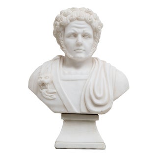 White Bust of a Roman Emperor, 20th Century, Marble For Sale
