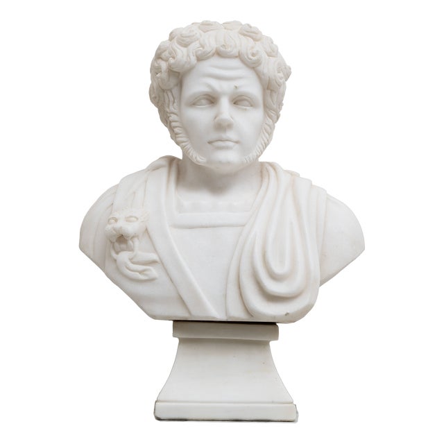 White Bust of a Roman Emperor, 20th Century, Marble For Sale