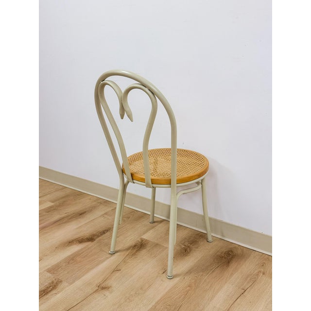White Metal "Bentwood" Cane Seat Accent Chair Vintage MCM Coastal Boho For Sale - Image 10 of 10