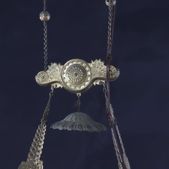 Antique Cranberry Hobnail Glass & Brass Hanging Light, Electrified, C1900 For Sale - Image 12 of 12