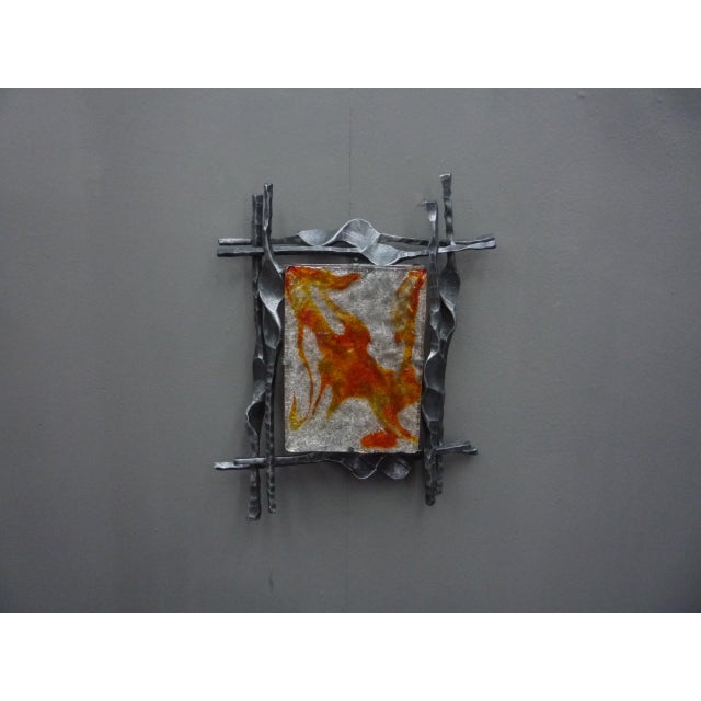 Large Brutalist Wrought Iron Wall Lamp attributed to Tom Ahlström, 1960s For Sale - Image 13 of 13