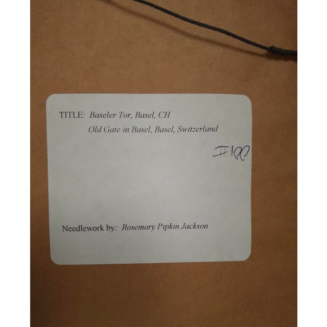 Rosemary Pipkin Jackson (American 20th Century) Old Gate in Basel, Needlework Panel, Signed For Sale - Image 9 of 10