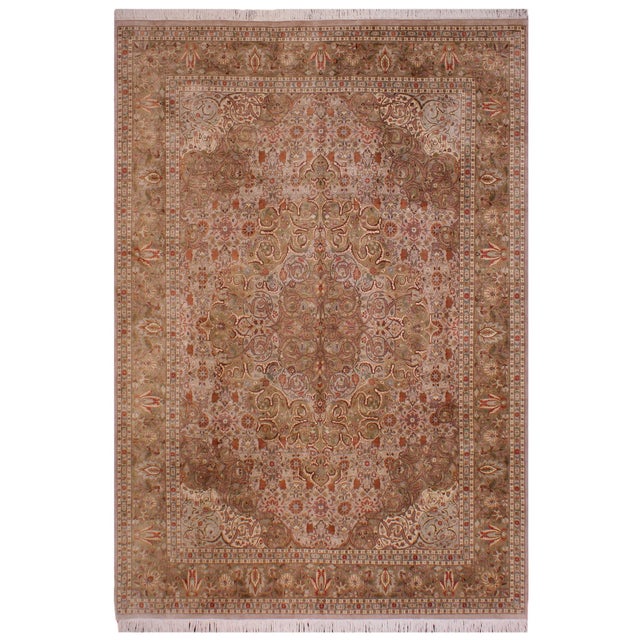Intricate Pak-Persian Taupe/Green Wool Rug - 9'2'' X 12'3'' For Sale - Image 9 of 9