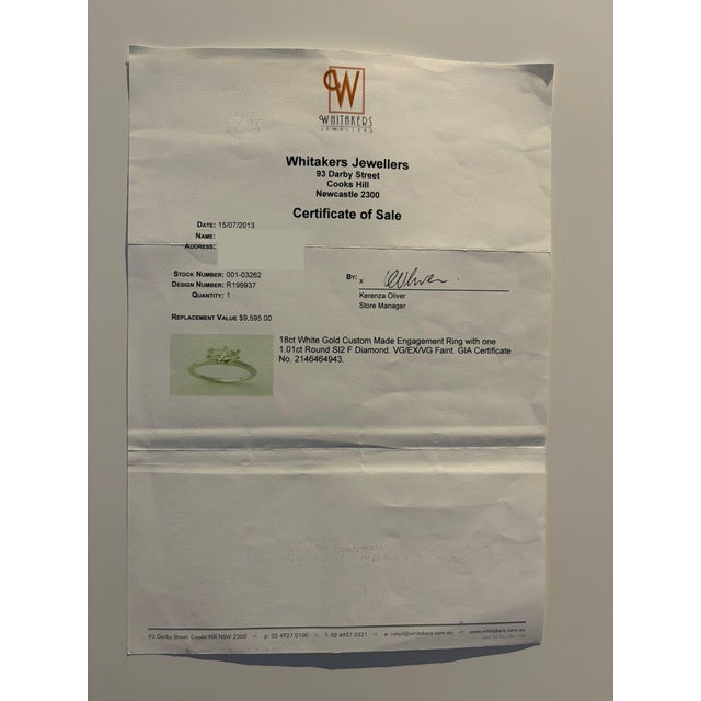 Gia 18ct White Gold Diamond Engagement Ring 1.01ct 3.62g, Size 4.5 For Sale - Image 9 of 9