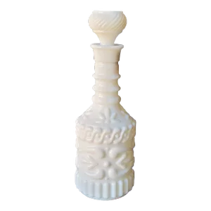 Mid 20th Century Milk Glass Liquor Bottle Decanter With Stopper