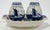 Vintage hand-painted Delft style ceramic salt and pepper shakers with corresponding tray. Intricate and detailed windmill...