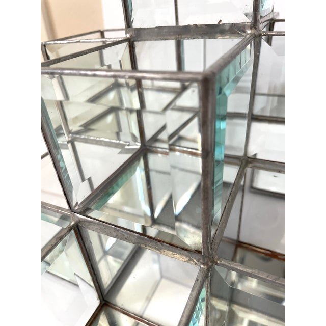 Beveled Leaded Glass Mirror 11 Cube 3 Tier Tealite Votive Candle Holder by the Working Glass, Berkeley, Ca For Sale In San Francisco - Image 6 of 7
