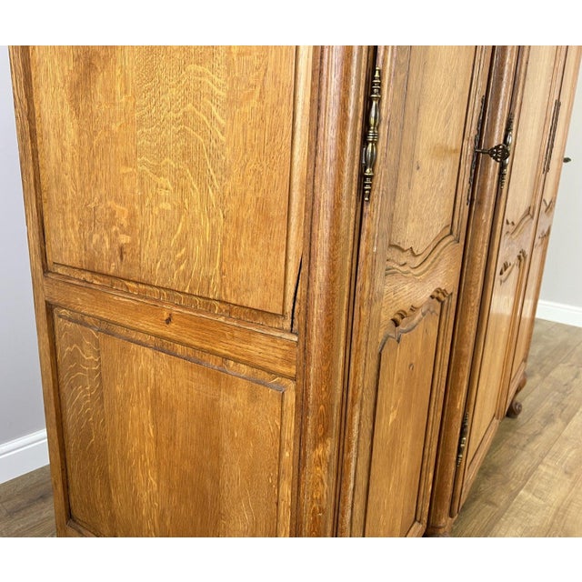 Vintage French Louis XVI Style Wardrobe in Oak For Sale - Image 12 of 15