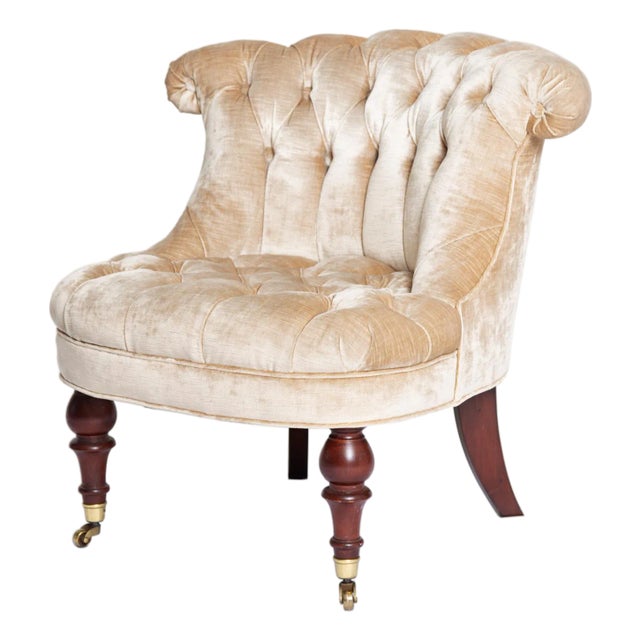 Baker Furniture Tufted Velvet Slipper Chair For Sale