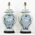 Pair of Vintage Hand Painted Blue and Cream Ceramic Ginger Jar Table Lamps With Deer and Floral Folk Art Design For Sale - Image 15 of 15