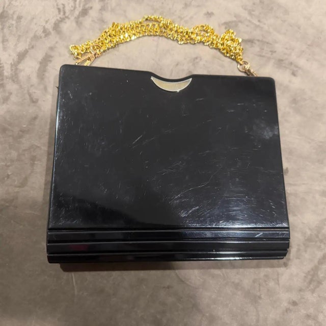 1960s Bakelite, Leather and Brass Italian Evening Bag by Ipes For Sale - Image 9 of 14